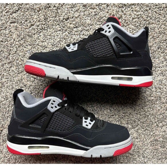 Nike Air Jordan 4 Retro Bred 2019 Size 6.5 Youth (Size 8 Woman's) - Picture 2 of 8